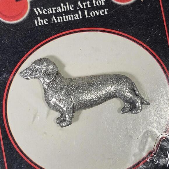George G. Harris All Kinds Of Dogs Pewter Dachshund Hound Wiener Dog Lapel Pin - Picture 2 of 3